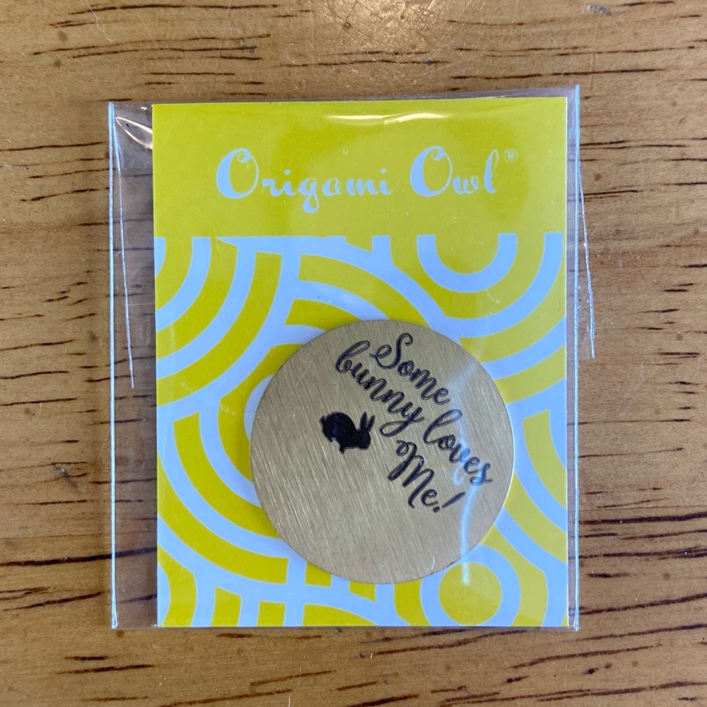Origami Owl Large Locket Gold Bunny Easter Plate